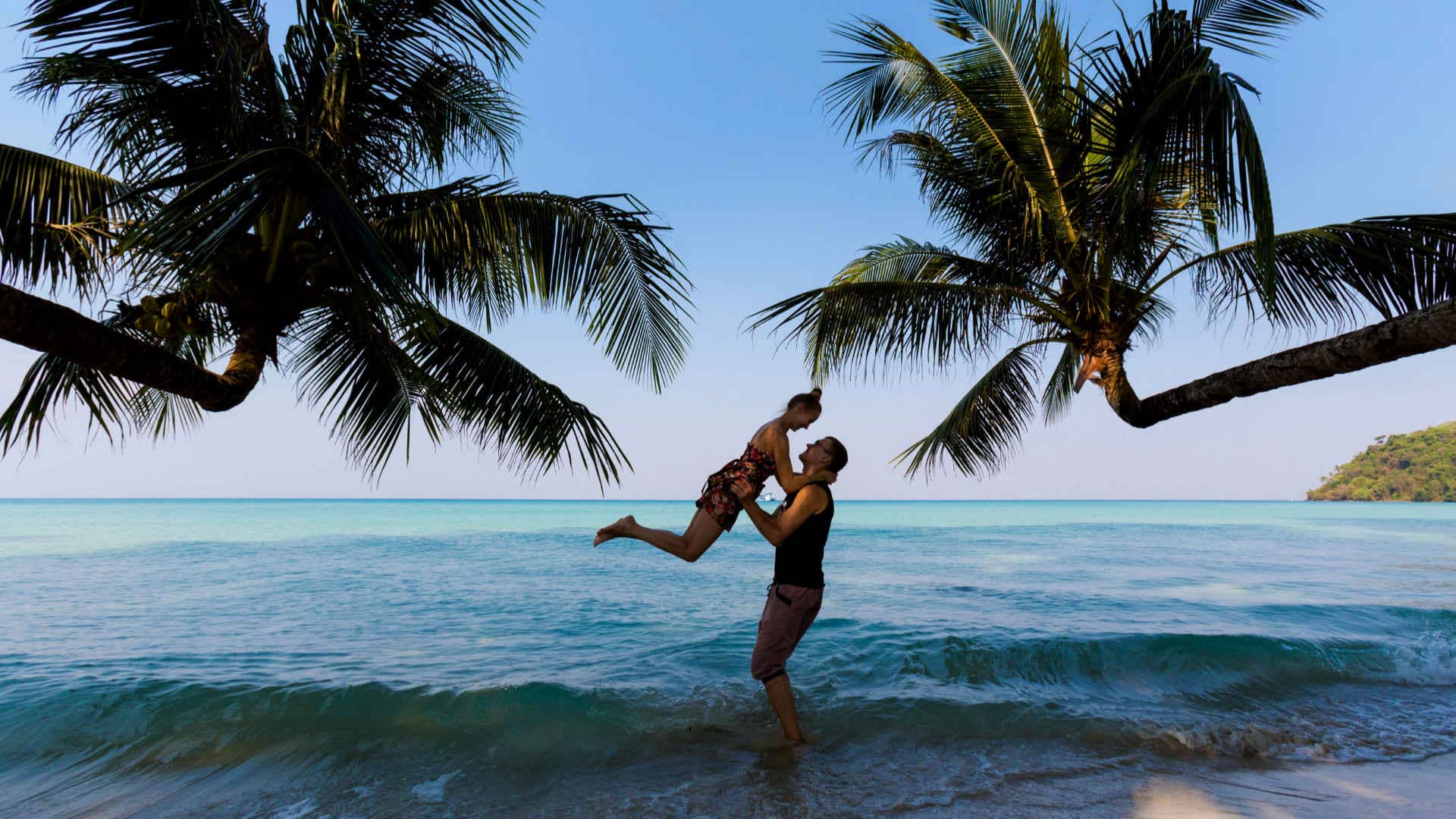 Honeymoon romantic couple on beach Thailand